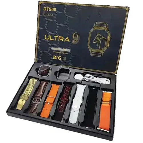 Dt900 Ultra Smart Watch 49mm Display Smart Watch With 7 Straps & Crystal Case Dt 900 Random Color